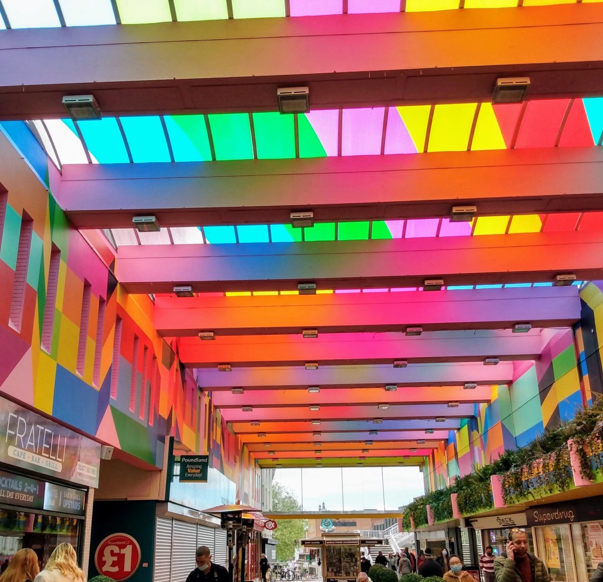 Rainbow roof of Hertford Street, Coventry